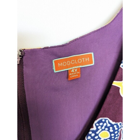 MODCLOTH Gallery Flattery Dress Womens Plus Size 4X Burgandy Floral Maxi Wedding - Picture 11 of 15